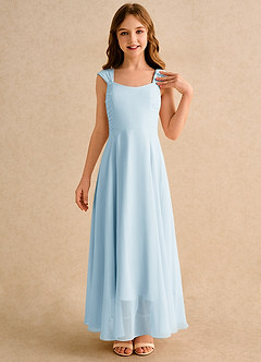 Azazie Oasis Junior Formal Flower Girl Dresses Sky Blue A-Line Pleated Chiffon Dress image5