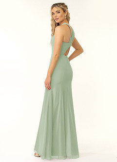 Azazie Rue Robes de demoiselle d'honneur Robe Trapèze en Mousseline de soie Dos nu Vert Sauge image5