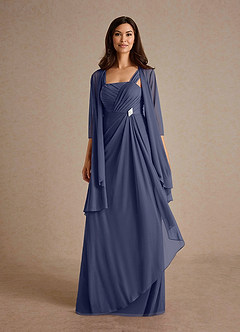 Azazie Clinton Mother of the Bride Dresses Stormy A-Line Pleated Mesh Dress image5