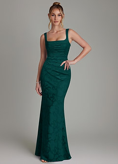 Azazie Agustina Bridesmaid Dresses Pine Mermaid Corset Floral Burnout Dress image3