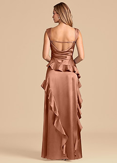 Azazie Sloane 신부 들러리 드레스 A라인 스윗하트 네크라인 메탈릭 새틴 바닥 길이 드레스 image6