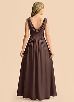 Azazie Novi Junior Ganache A-Line Pleated Stretch Satin Dress image2