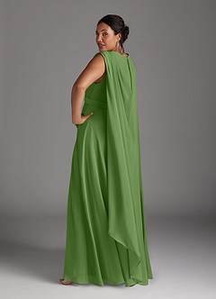 Azazie Isa Mère de la mariée Robes Robe Trapèze en Mousseline de soie Col V plissé Basilic image12