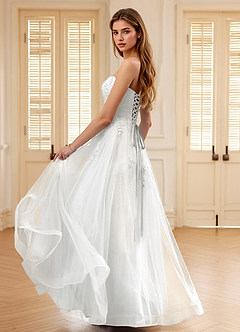 Pipery Ivory Corset Glitter-Tulle Ruffles Prom Dress image6