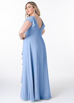 Azazie Omari Bridesmaid Dresses Steel Blue A-Line Chiffon Dress image8