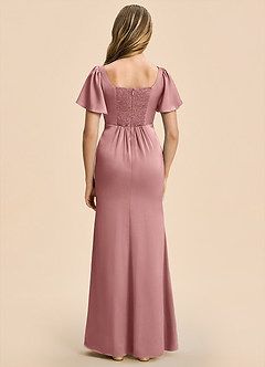 Azazie Chace Junior Vestido Rosa Polvorienta de Satén Elástico de Corte Recto image2