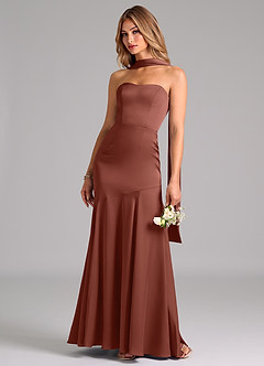 Azazie Shiloh Bridesmaid Dresses Auburn Mermaid Strapless Stretch Satin Convertible Dress image6