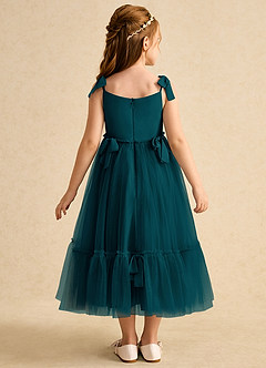 Azazie Jaci Flower Girl Dresses Pine A-Line Spaghetti Strap Chiffon Dress image5
