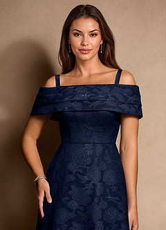 Azazie New Britain Moeder van de bruid jurken A-Lijn Jurk van Bloemen Burn-out Geplooid Donkere Marine image6