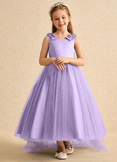 Azazie Lorita Flower Girl Dresses Lilac A-Line Beaded Tulle Dress image6