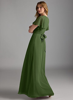 Azazie Zaniah Robes de demoiselle d'honneur Robe Trapèze en Mousseline de soie Olive image7