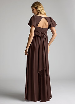 Azazie Madisynn Maternity Bridesmaid Dresses Bow Chiffon Floor-Length Dress image2