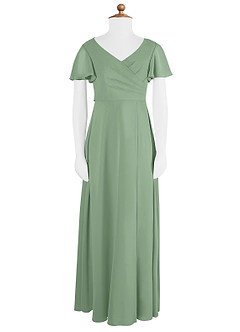 Azazie Induh Vestido de Matcha de Gasa/ Chiffon de Acampanado con Volante image6