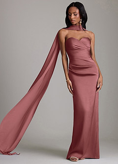 Azazie Sonora Brudtärnklänningar Klä av Tubklänning i Stretch Satin Axelbandslös Ametist image8