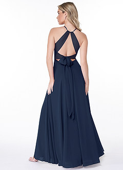Azazie Evalleen Bridesmaid Dresses Dark Navy A-Line Pleated Chiffon Dress image4