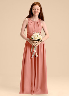 Azazie Bibiane Junior Klä av A-Line i Stretch Satin Plisserad image4