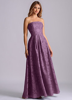 Azazie Lucienne Bridesmaid Dresses Wisteria A-Line Strapless Floral Burnout Dress image3