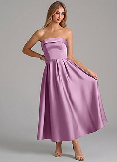 Azazie Lucienne Suknie dla druhen Linia A Pofałdowany Satyna elastyczna Długość kostki Sukienka image5