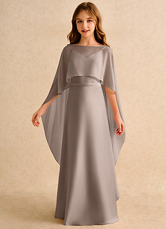 Azazie Fishie Girls Formal Flower Girl Dresses Taupe A-Line Matte Satin Dress image5