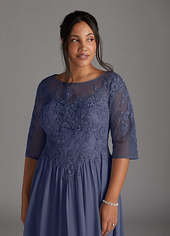 Azazie Mirielle vestidos de madre de la novia Vestido de Tormenta de Gasa de Corte En A con Encaje Scoop image12