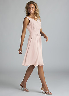 Azazie Grace Bridesmaid Dresses Rose Petal A-Line Pleated Chiffon Dress image4