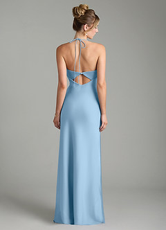 Azazie Mae Bridesmaid Dresses Powder Blue Mermaid Pleated Stretch Satin Dress image6