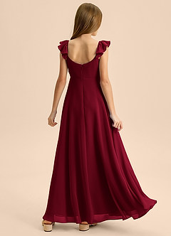 Azazie Carmin Junior Klä av A-Line i Chiffong Rynkad image2