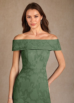 Azazie Medford Kleider für die Brautmutter A-Linie Schulterfrei Blumen-Burnout Kleid Eukalyptus image6