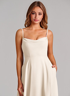 Azazie Elle Bridesmaid Dresses White Alabaster A-Line Pleated Chiffon Dress image6