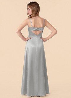 Azazie Renna Junior Robe Sirène en Satin extensible Plissée Argent image2