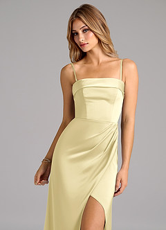 Azazie Aretha At-home Try On Dresses Espresso A-Line Strapless Stretch Satin Convertible Dress image2