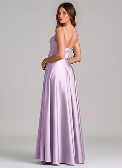Azazie Amani Brautjungfernkleider A-Linie Plissee Stretch-Satin Kleid Frostiges Flieder image2