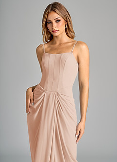 Azazie Anaïs Abiti da Damigella Abito Tubino in Chiffon Senza Cinturino Rosa Inglese image7