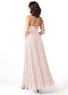 Azazie Devyn Bridesmaid Dresses Rose Petal A-Line Corset Chiffon Dress image4
