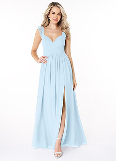 Azazie Stassie Brautjungfernkleider A-Linie Herzchen Gerüscht Chiffon Kleid Himmelblau image3