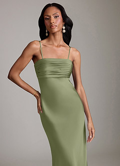Azazie Saylor Bridesmaid Dresses Garden Sage Mermaid Strapless Stretch Satin Dress image3