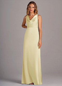 Azazie Wrenlee Bridesmaid Dresses Lemon Sorbet A-Line Stretch Satin Dress image6