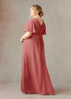 Azazie Morning Glory Mother of the Bride Dresses Antique Rose A-Line V-Neck Ruched Chiffon Dress image8