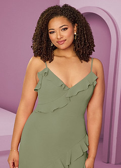 Barbie ♥ Azazie Bridesmaid Dresses Pistachio Sheath Chiffon Dress image14