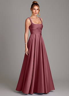 Azazie Azaria Brautjungfernkleider Eine Linie Korsett Stretch-Satin Kleid Wüstenrose image4