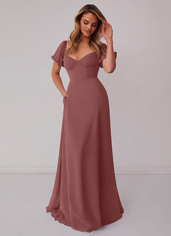 Barbie ♥ Azazie Bridesmaid Dresses Desert Rose A-Line Pleated Chiffon Dress image5