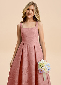 Azazie Amalie Junior Rosette A-Line Ruched Floral Burnout Dress image8