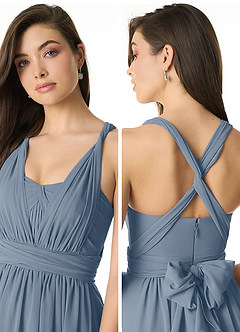 Azazie Olani Jurken voor bruidsmeisjes Converteerbaar Jurk van Chiffon met A-Lijn Off the Shoulder Schemering image5