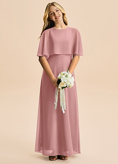 Azazie Maris Junior Abito A-Line in Chiffon Rosa Polverosa image4