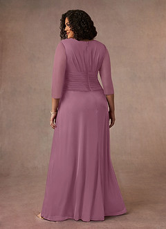 Azazie Annetta Mother of the Bride Dresses Vintage Mauve A-Line V-Neck Pleated Mesh Dress image9