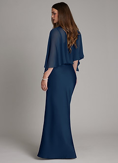 Azazie Ambra Bridesmaid Dresses Dark Navy Mermaid Pleated Stretch Satin Dress image2