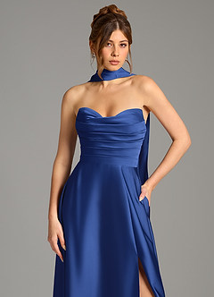 Azazie Ayla Suknie dla druhen Linia A Gorset Satyna elastyczna Do ziemi Sukienka image2