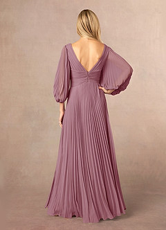 Azazie Zahara Mother of the Bride Dresses Vintage Mauve A-Line V-Neck Pleated Chiffon Dress image4