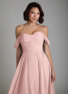 Azazie Loisa Robes de demoiselle d'honneur Robe Trapèze Convertible en Mousseline de soie Corset Rose Poudré image5