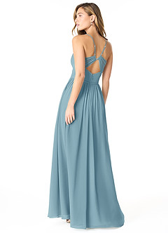 Azazie Cora Bridesmaid Dresses Moody Blue A-Line Pleated Chiffon Dress image2